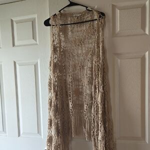 Fever Light Tan Crochet Vest
